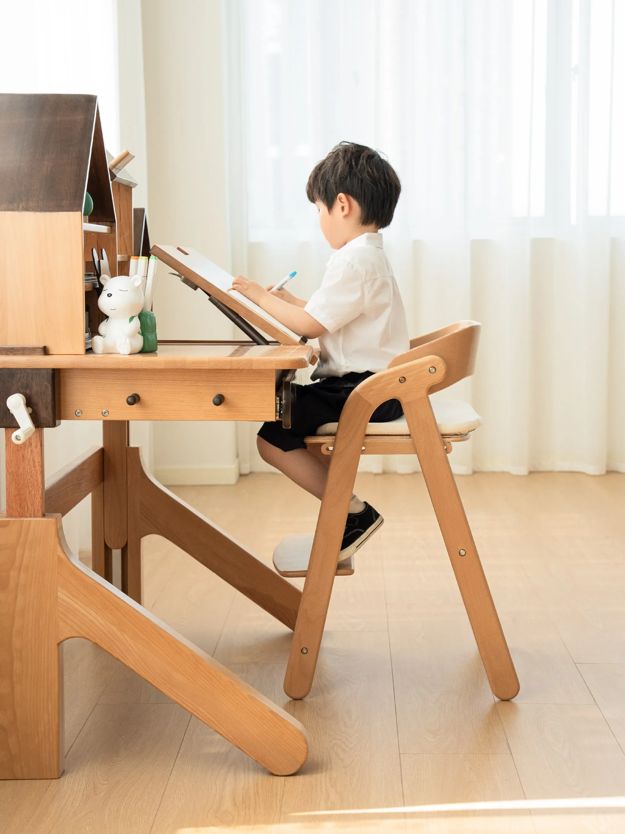 Adjustable Table Student Desk Home Writing Table and Chair Set Correction Sitting Posture