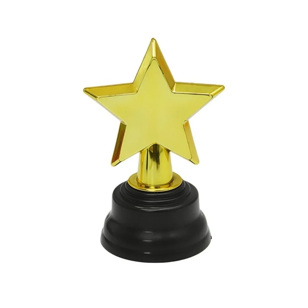 6-Pack Set Star Trophy Awards Plastic Material Gold Color Mini Gold Trophies Small Size Large Base Winner Award Trophy