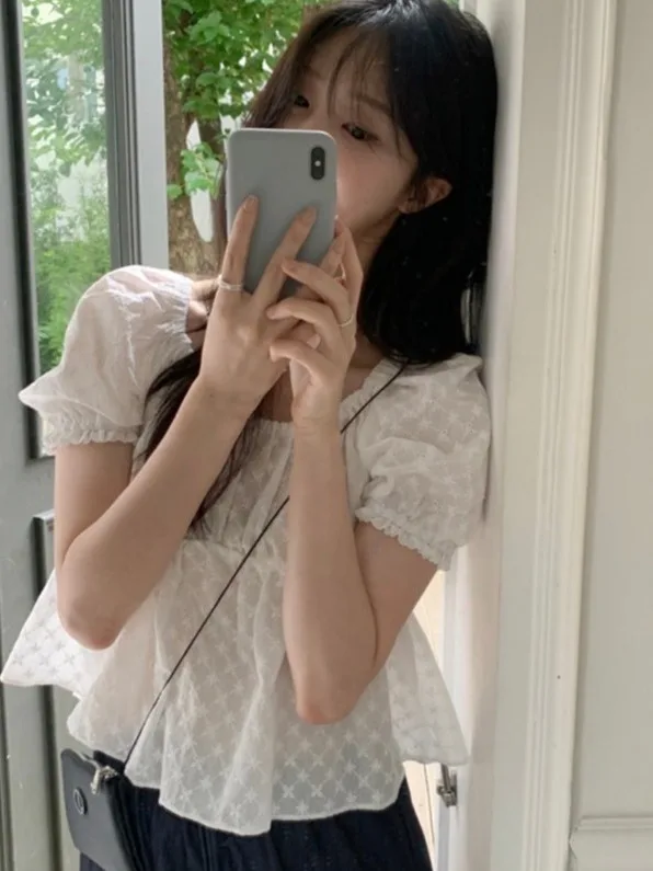 

Sweet Chic ort Sve irt for Women Dolllike Sle Agel Summer New Arrival Ladies Faion Casual Cotton irt
