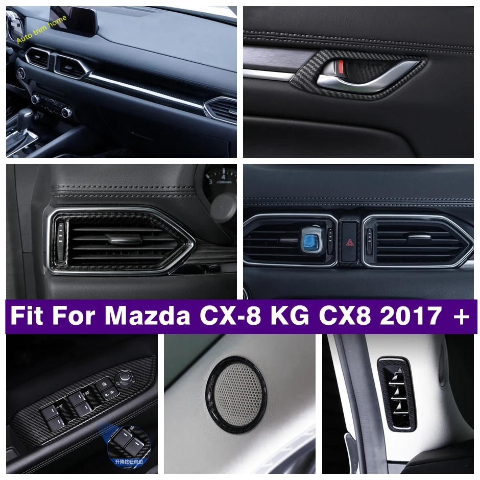 Car Accessories Center Control Stripes / Lift Button / Pillar A Air AC / Speaker Cover Trim For Mazda CX-8 KG CX8 2017 - 2021