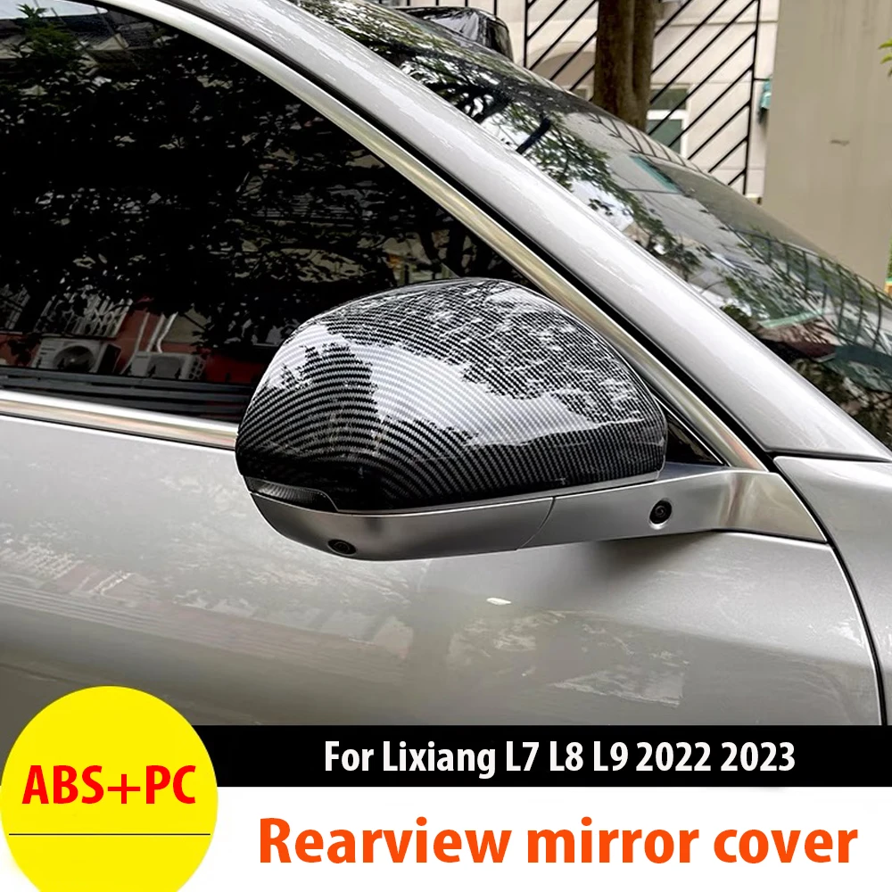 

For Lixiang L7 L8 L9 2022- Car ABS Side Door Mirror Cover Carbon Fiber Rear View Cap Left Right Side Decoration Car Accessories