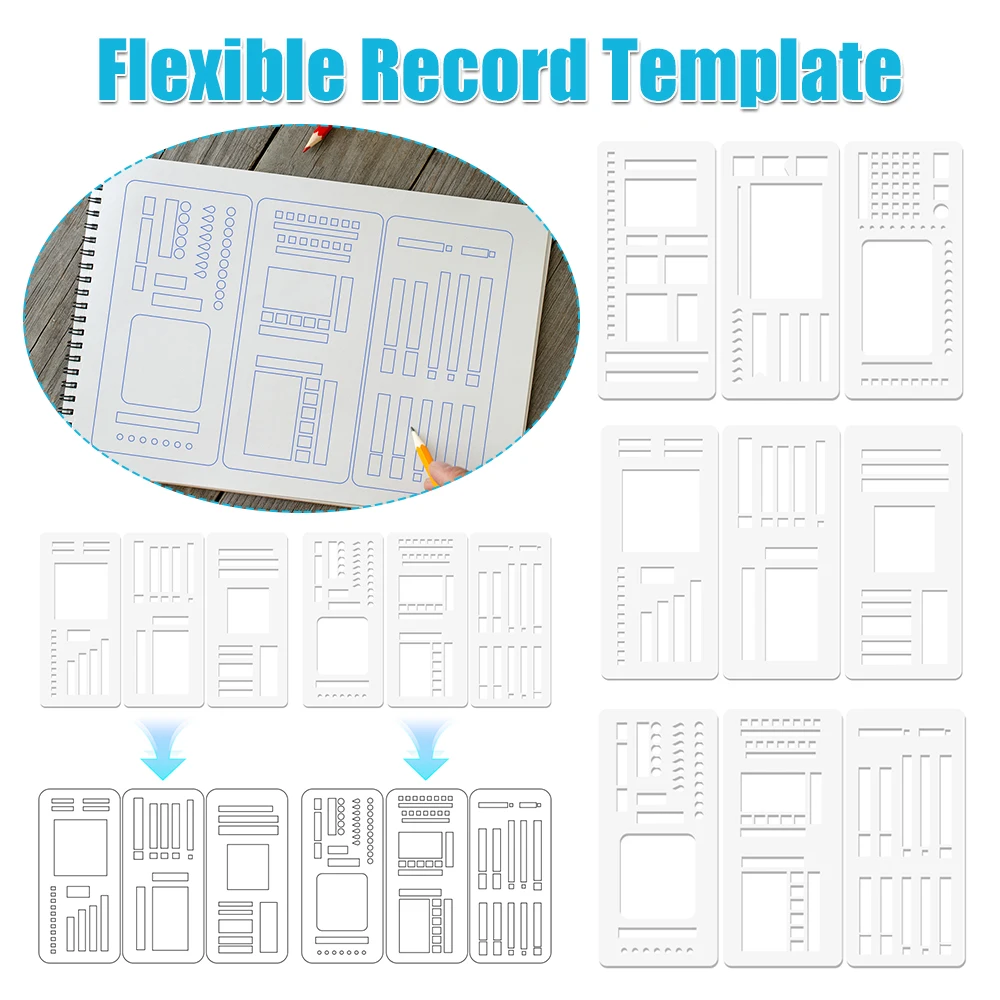 قالب تسجيل مرن مع قوالب شبكية نقطية استنسل مخطط مجموعة استنسل يدوية قابلة لإعادة الاستخدام لخطوط الصناديق والتخطيط اليومي