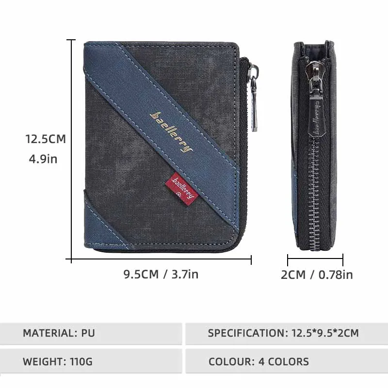 جديد رجال الأعمال محفظة تتفاعل متعددة فتحة سستة مكافحة سرقة فرشاة عملة المحفظة للرجل رقيقة الحد الأدنى محفظة جلدية حامل بطاقة الهوية