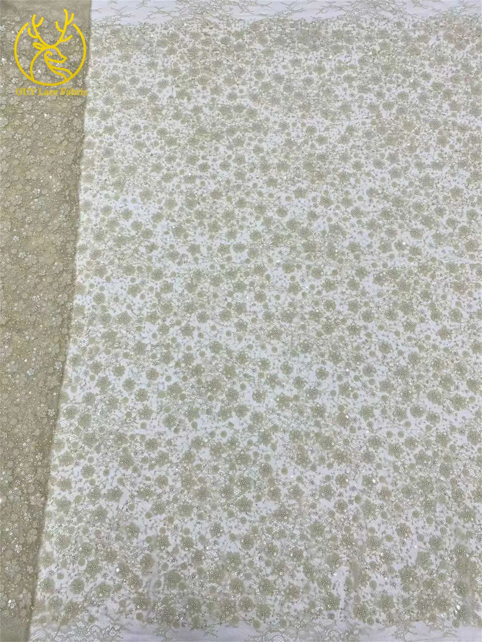 Neuester Spitzenstoff mit Pailletten und Perlen, 2026, hochwertiger afrikanischer nigerianischer Spitzenstoff, Hochzeitskleid und Abendkleid, Nähen, 5 Yards – Detail 17