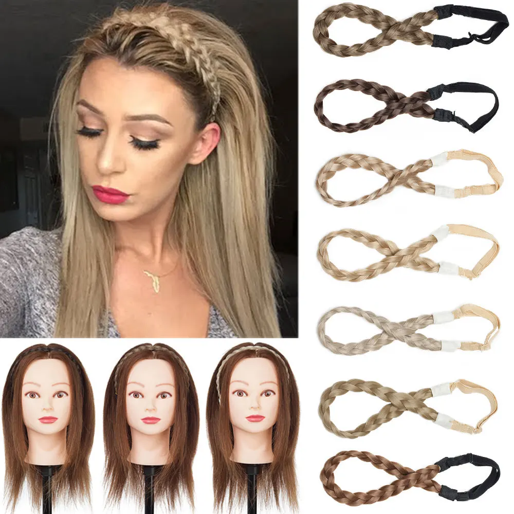 S-noilite Synthetic Braided Headband Plaited Hair Band Chunky Braided Extensions Elastic Stretch Braid Hairband Braids Hairpiece