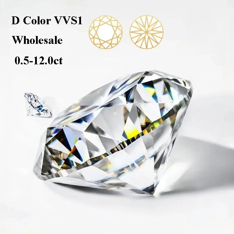 

Wholesale D Color Moissanite Stone Loose Gemstones Lab Diamond 0.5-12ct VVS1 Round Cut Positive Pass Test with Certificate
