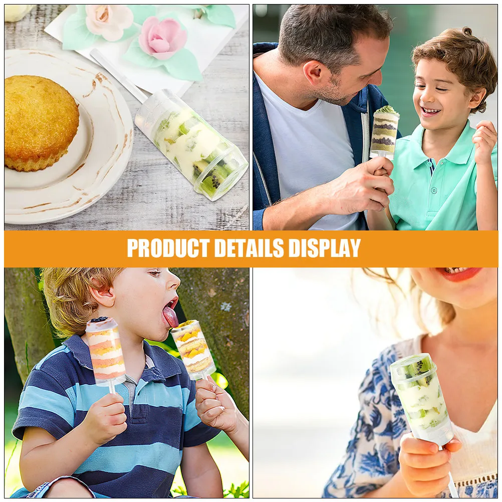 60Pcs Clear Push Up Cake Cups Leakproof Push Pop Containers Safe PP Cake Holders Portable Dessert Serving with Lids view 4