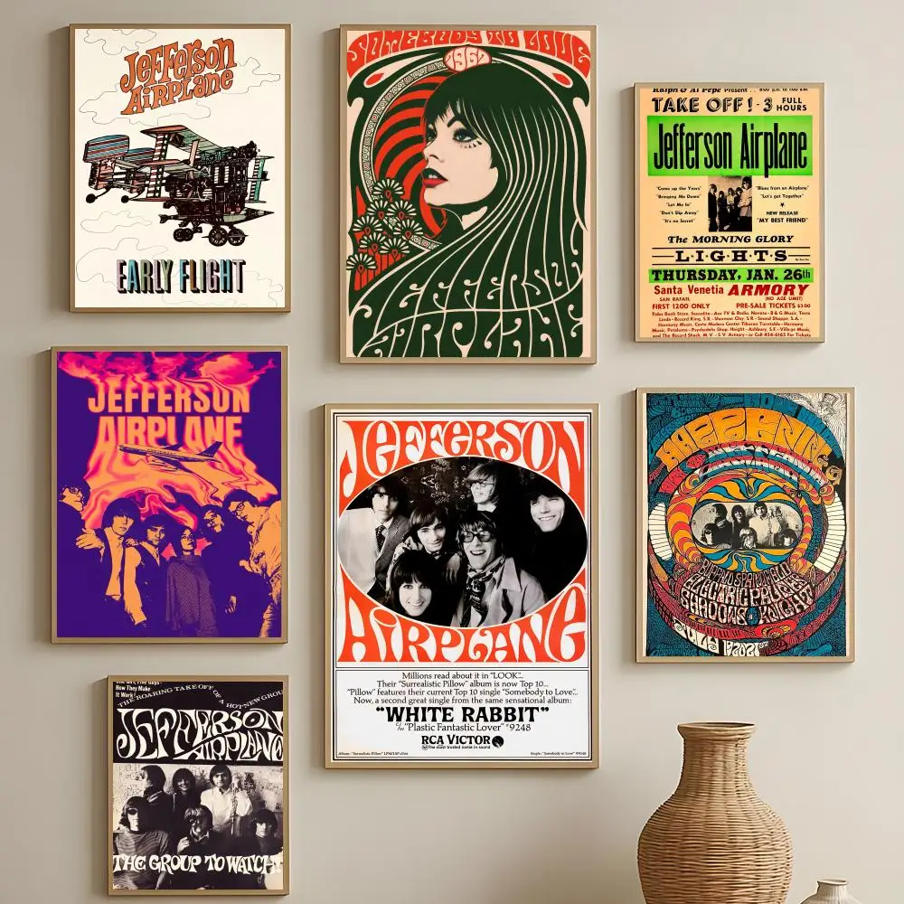 Band Jefferson Airplane Poster HD Self-Adhesive Waterproof Wall Art Easy to Apply Multi-Scene Decor
