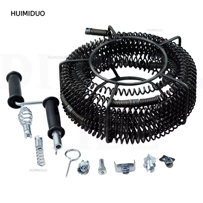 12m Length 16mm Out Diameter Drain Pipe Dredger Brush Extension Spring Cleaning Sewer Dredger Compression Spring With Connector