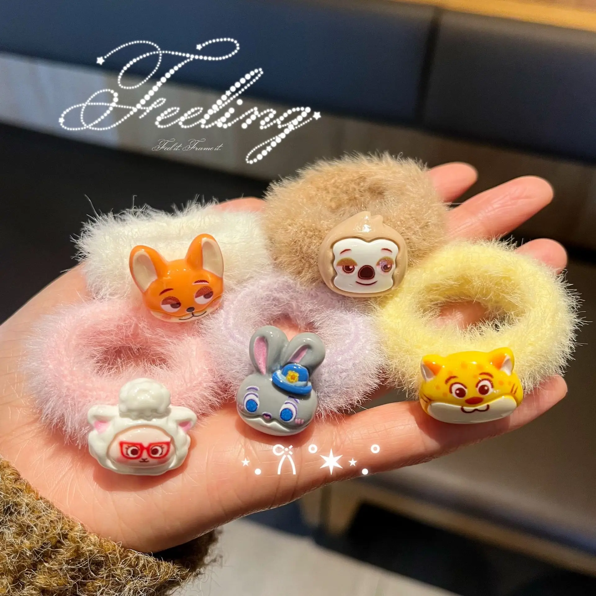 

New children's cute cartoon crazy animal city furry hair band high elasticity does not hurt the hair student ponytail hair rope