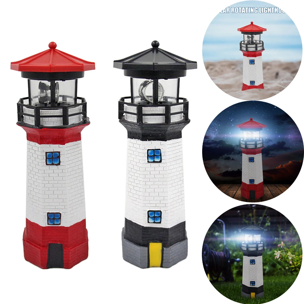 Lighthouse Shape Solar LED Light Garden Fence Yard Outdoor Decor Beacon Lamp Solar Led Light Outdoor Lighting Garden Decoration