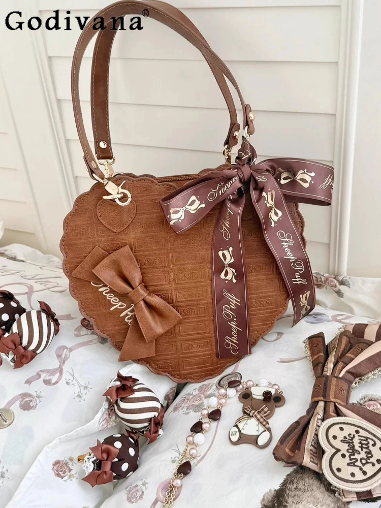 

Японская сумка-мессенджер в стиле Лолита Chocolate Love с оригинальным ретро-бантом, универсальная, для униформы JK, для женщин