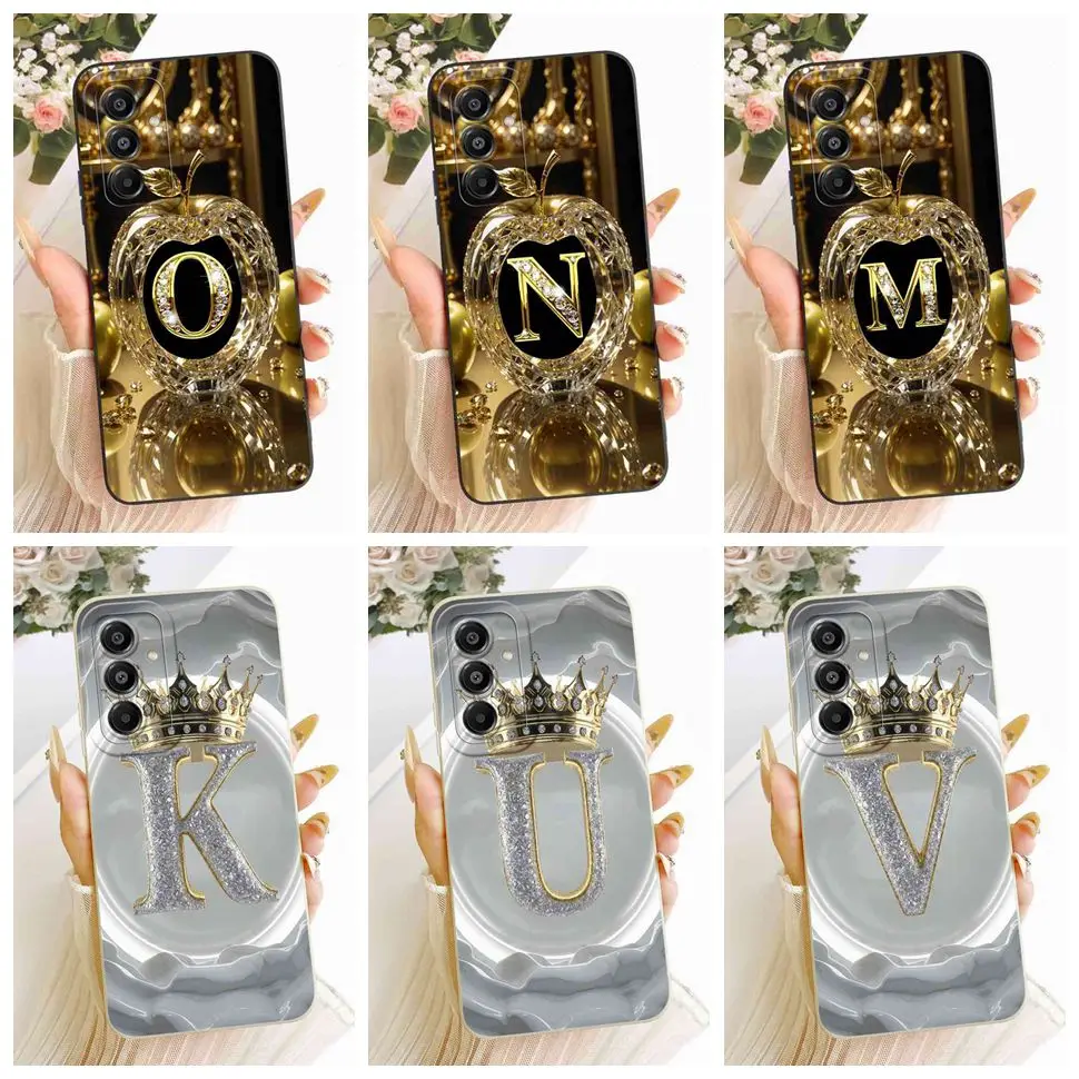 For Samsung Galaxy A17 5G SM-A176B Case Crown Letters A-Z Silicone Back Cover For Samsung a17 A17 5G 6.7" Phone Cases Fundas