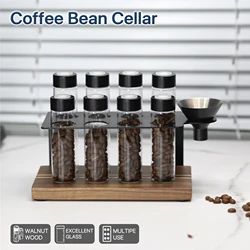 Coffee Beans Storage Container Display Rack Walnut Tea Tube Bottle Glass Espresso Coffee Accessories Tool Barista Coffeware Sets