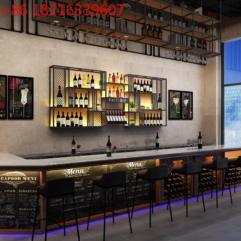 Wall-mounted wall-mounted red wine and foreign wine luminous display rack Restaurant display rack