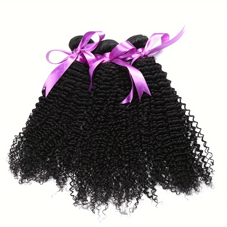 Peruvian Afro Kinky Curly Hair Human Hair Extensions Curly Hair Weaves Can Be Dyed And Bleached Natural Black Color 12A