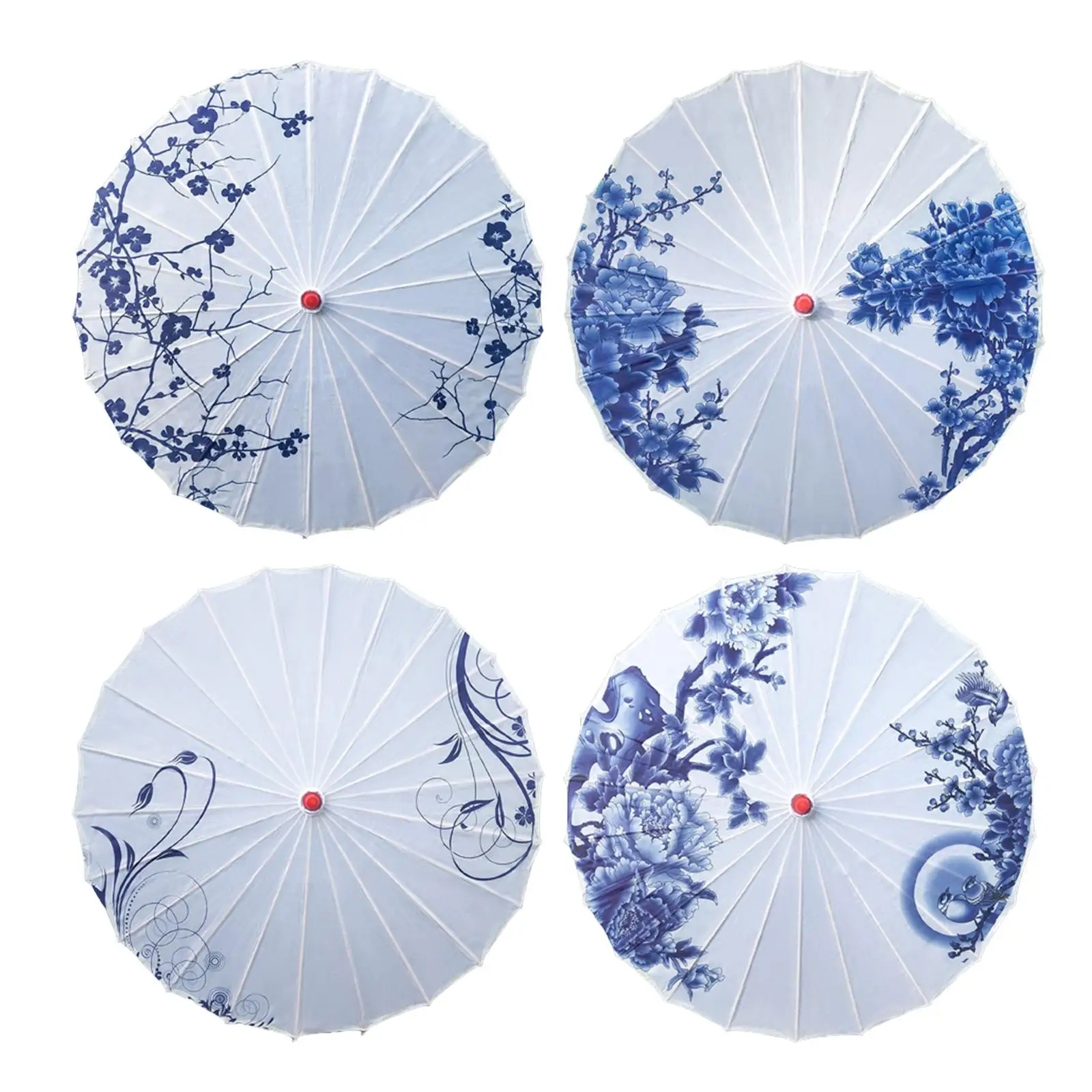 Chinese Oiled Paper Umbrella Handmade Oil Paper Parasol 82cm Silk Cloth Women Umbrella for Role Playing Village Scenery Wedding