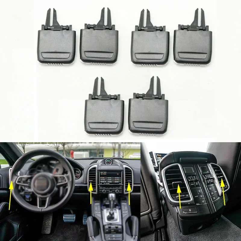 6 Pcs Front Rear Air Condition Vents Clips A/C Outlet Tab Clip For Porsche Cayenne 92A 2010 2011 2012 2013 2014 2015 2016 2017