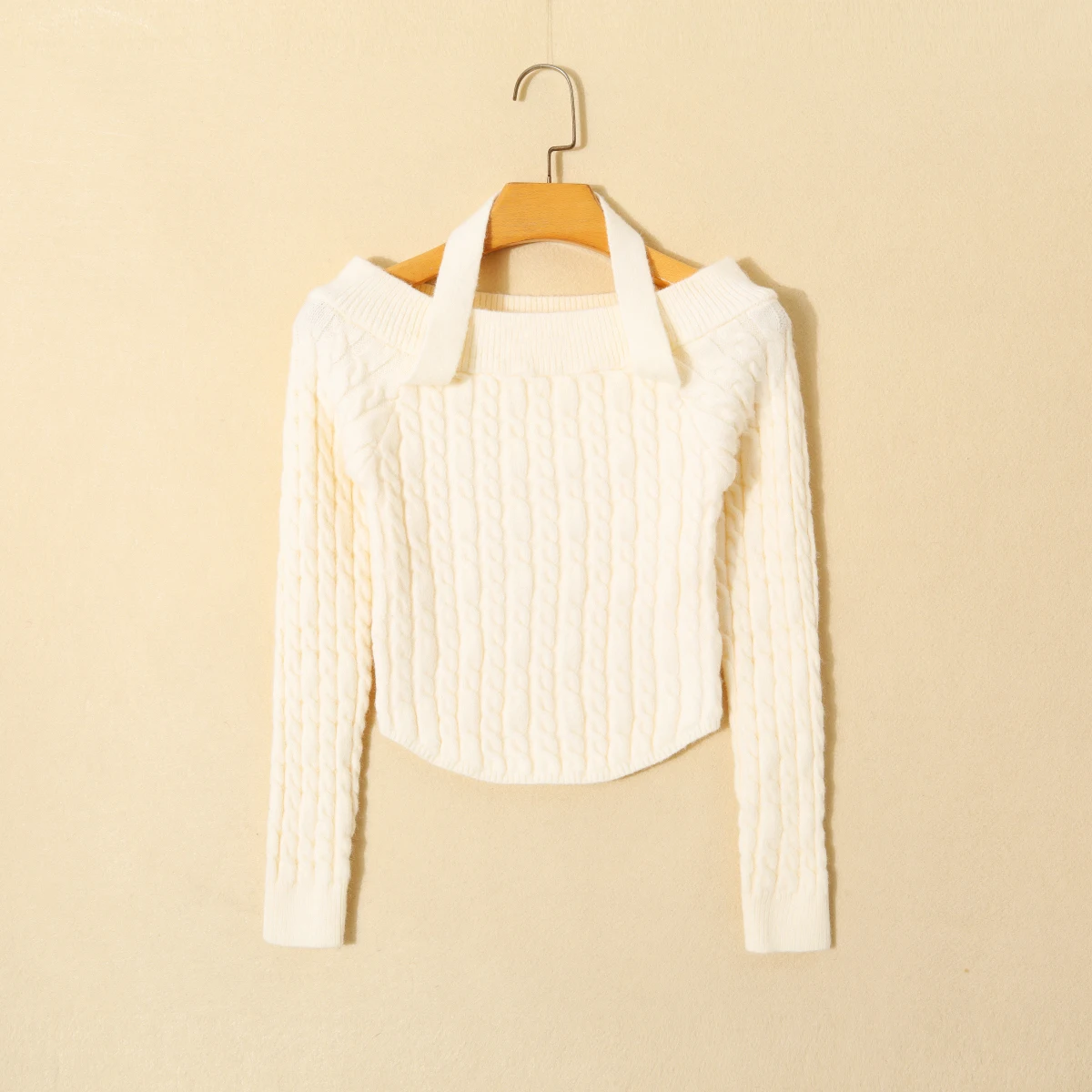 Sexy Thiened Long Sve Pull tricoté oulder Bared One oulder Twist Pure Color Slim Fit Haut pour femme pour les jeunes filles