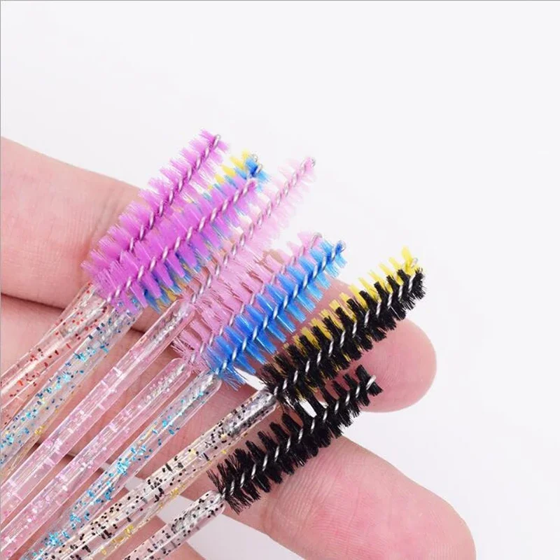 50Pcs/Bottle Disposable Eyelash Extension Mascara Wand Micro Lash Eyebrows Brushes Spoolie With Flask Case Wholesale Makeup Tool