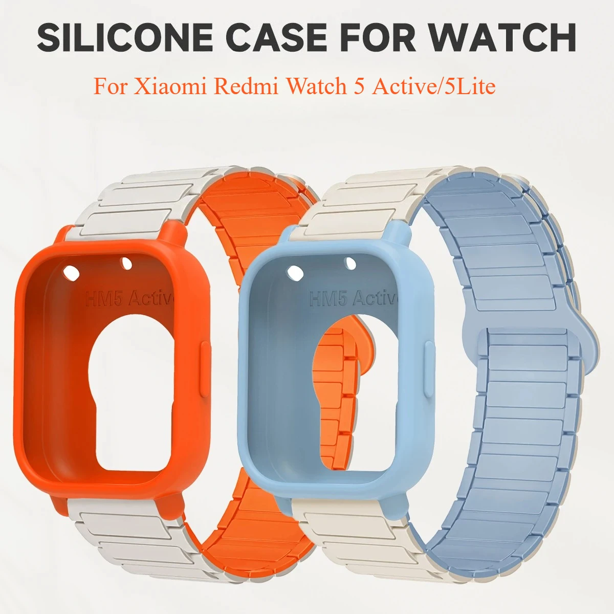 Schutzhülle + Silikonarmband für Xiaomi Redmi Watch 5 Active/5 Lite, vollständiger Bildschirm, TPU-Softshell und magnetische Sportbänder