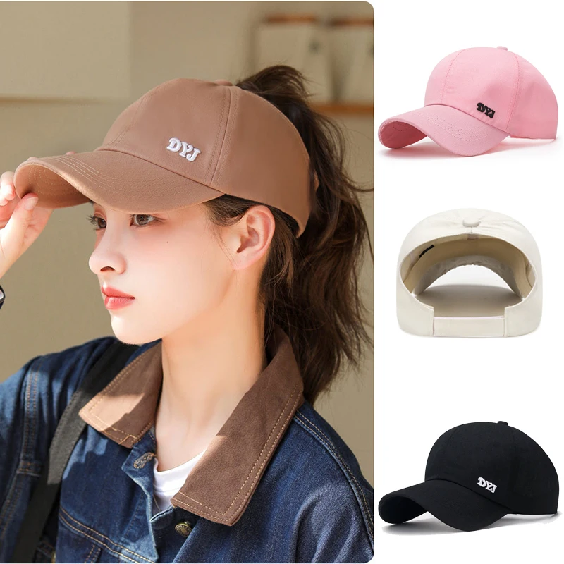 Women Sport Baseball Caps Backless Ponytail Hat Sun Visor Caps Empty Tail Ponytail Hat Baseball Beach Camping Travel Sunhat 