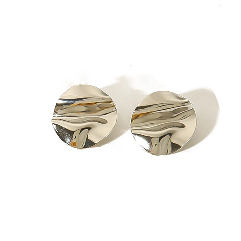 Fashion Circular Pleated Ear Clips Without Pierced for Women Personalized Design Irregular Punk Metal Earrings Party Jewelry