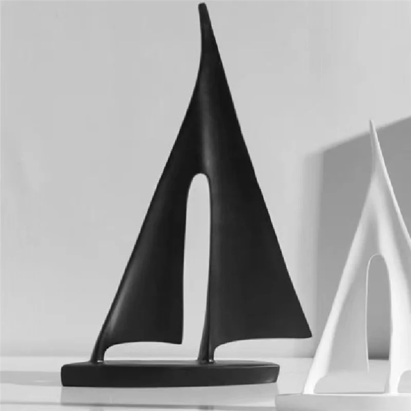 EAS-Abstrakcyjny Смола Модель Парусника Орнамент Современный Парусный Корабль Морская Скульптура Спальня Настольный Декор Книжной Полки