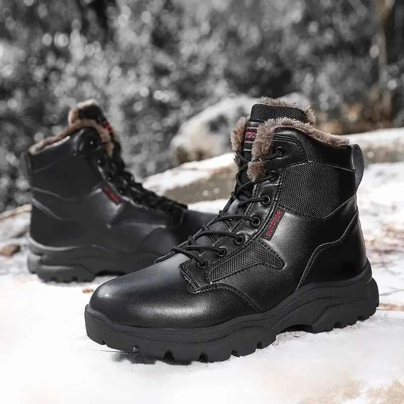 

Brand Men's High Quality Leather Boots Size 39-47 New Outdoor Mountaineering Military Mountain Training Shoes Black Army Green