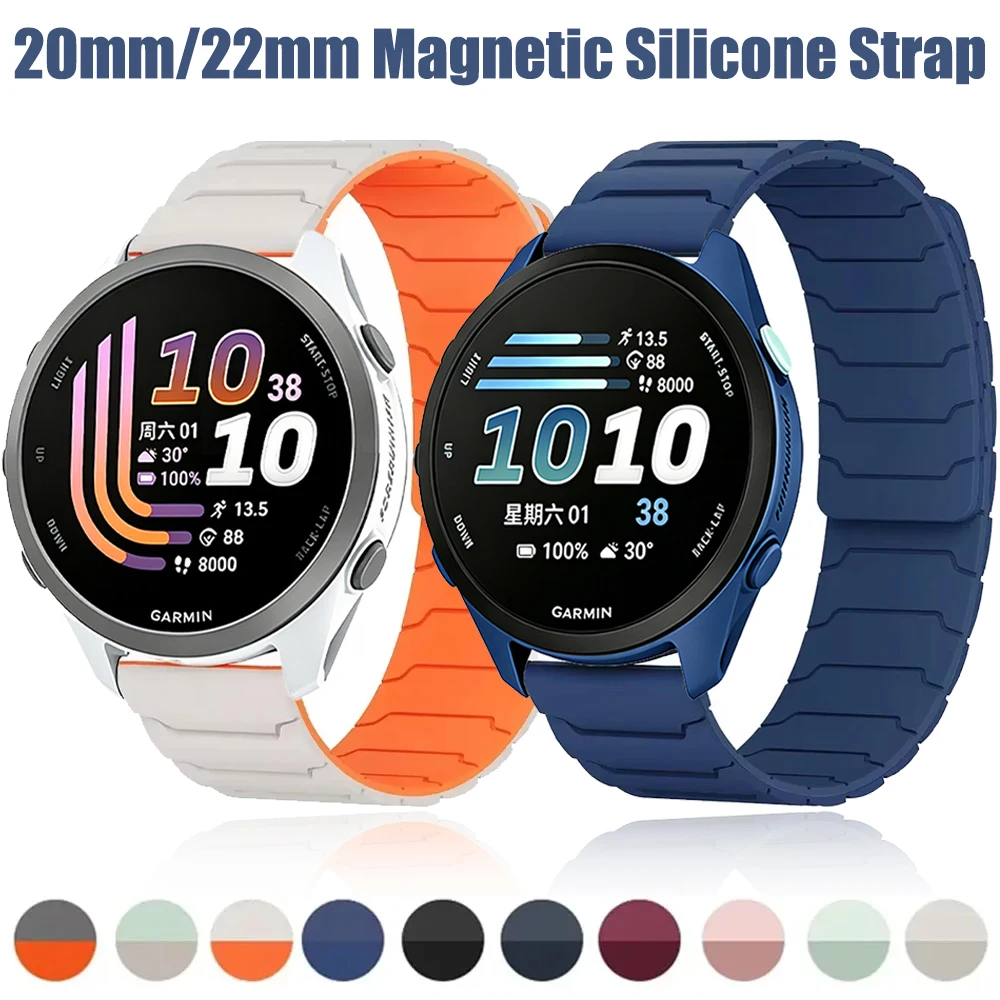 20mm 22mm Magnetisches Silikonarmband für Garmin Forerunner 170 70 165 970 965 255 Armband für Garmin Venu 3/2/Active 6 5