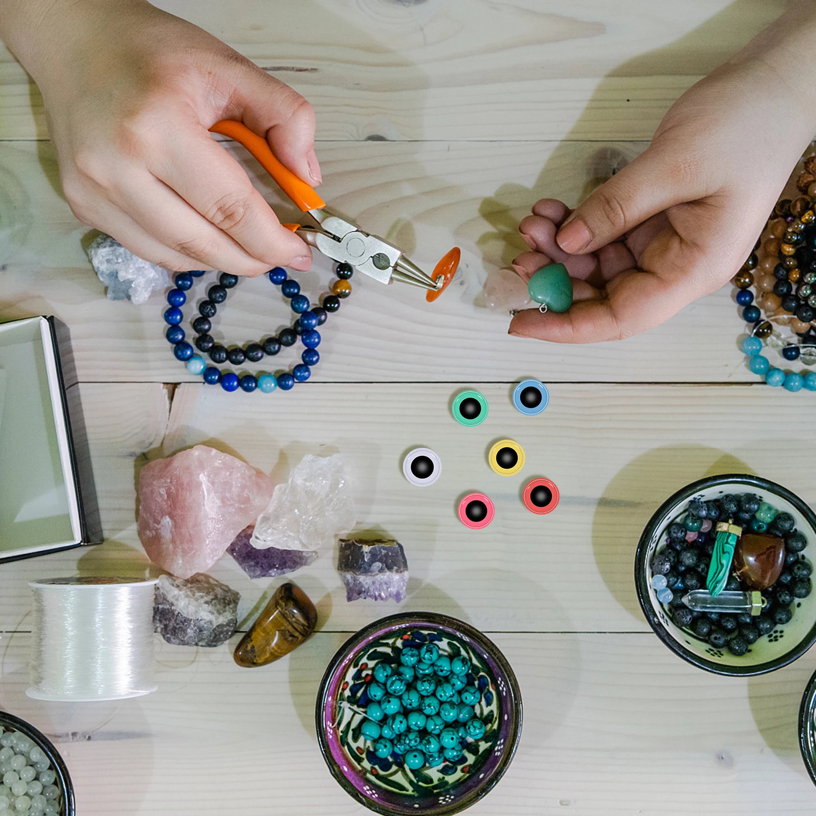 

200pcs Diy Eye Decorations Plastic Movable For Self-Adhesive Safety Eyes Handmade Accessories Craft Supplies Wiggle Eyes For