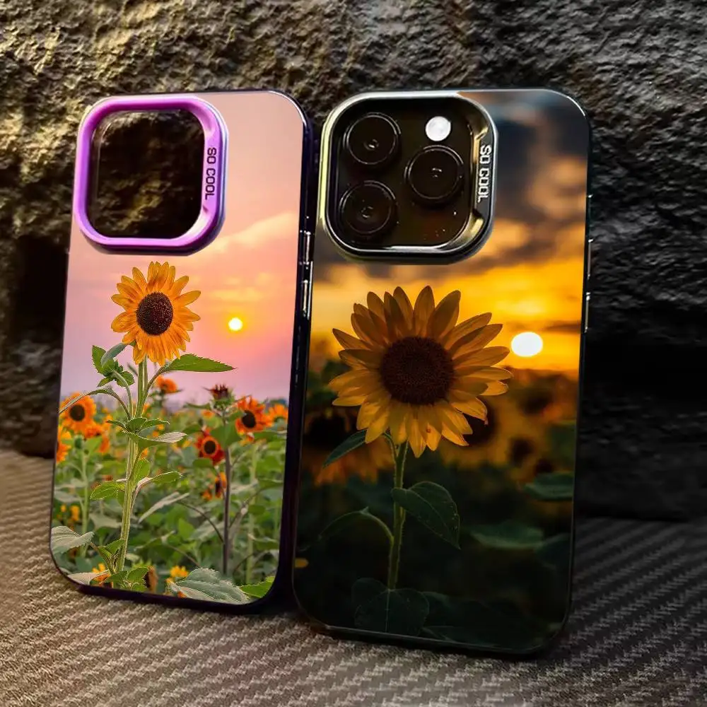 

Beautiful S-Sunflower Phone Case For iPhone 17 16 15 14 13 12 11 Pro Max Plus Silver Matte Black Cover