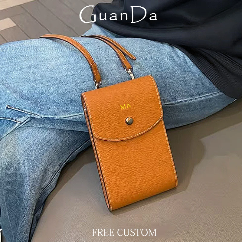Luxury Design Lady Crossbody Bag Custom Name Fashion Spring Summer 2025 New Style Phone Bags Woman Genuine Leather Purse Gift