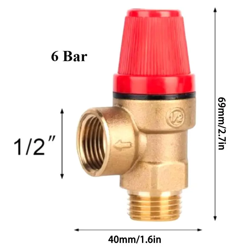 Brass Safety Pressure Relief Valve Heavy Duty Thickened Body Leak Free Design for Household Hot Water Supply System