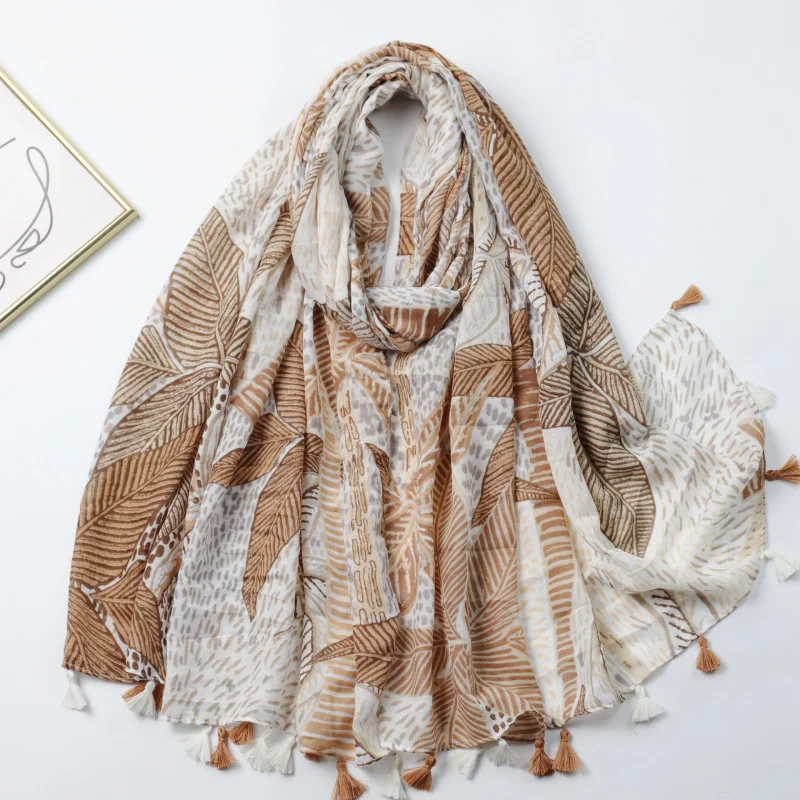 

Кокосовая канавка, тень, атласный хлопковый длинный шарф с принтом, заводская распродажа, внешняя торговля, трансграничная прямая трансляция, путешествия, отдых