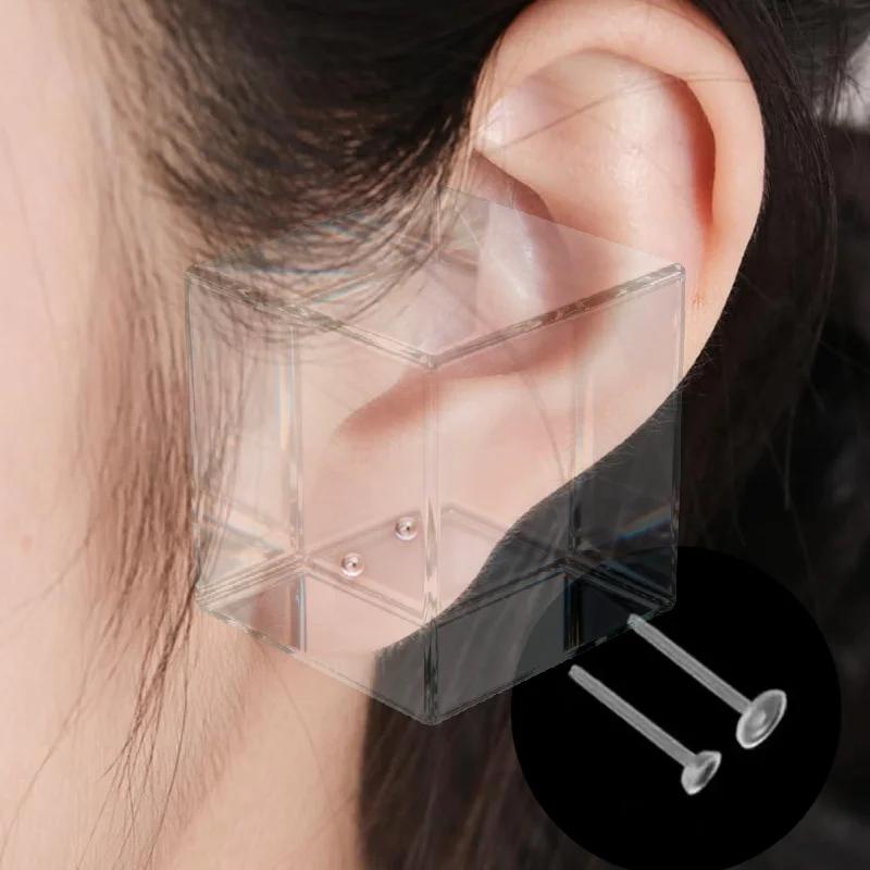 10/20/50/100PCS Plastic Stud Earring Anti Allergy Ear Protect From Ear Hole Blockage Transparent Earrings Jewelry Parts Decor