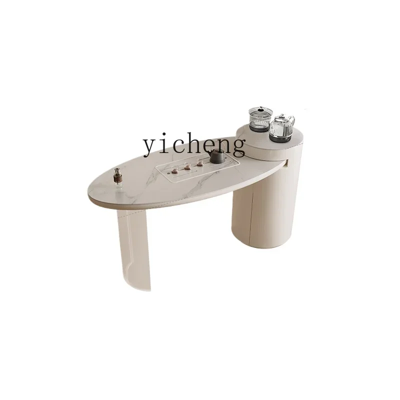 

Tqh Small Tea Table Household Tea Tray Modern Light Luxury Cream Acrylic Suspended Balcony Table-Chair Set