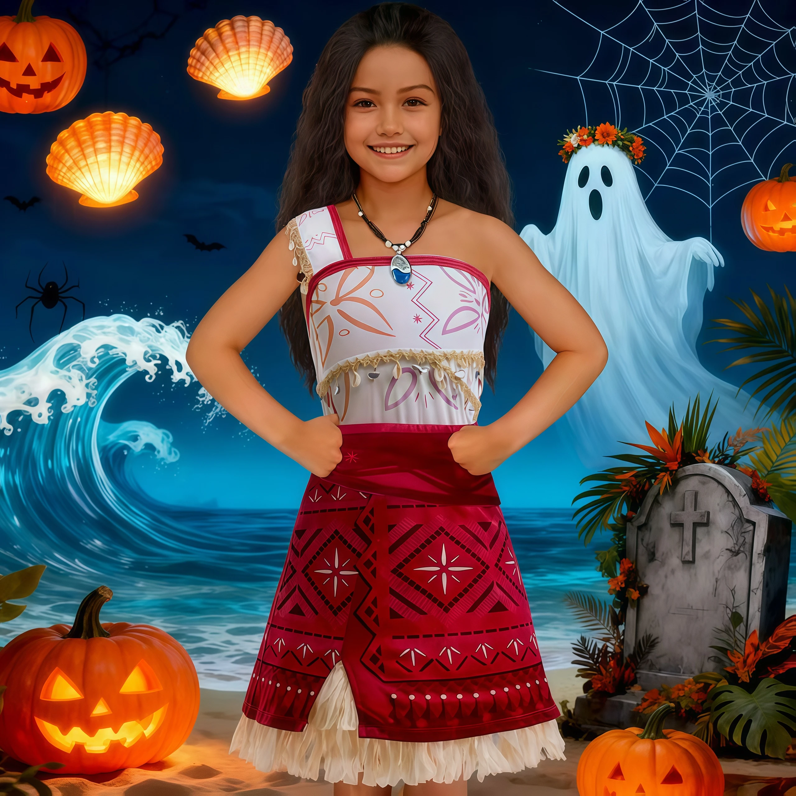 Ocean Adventure Moana Role-Play Clothing Kid Printed Princess Dress For Hawaiian Girl Carnival Halloween Birthday Vaiana Costume