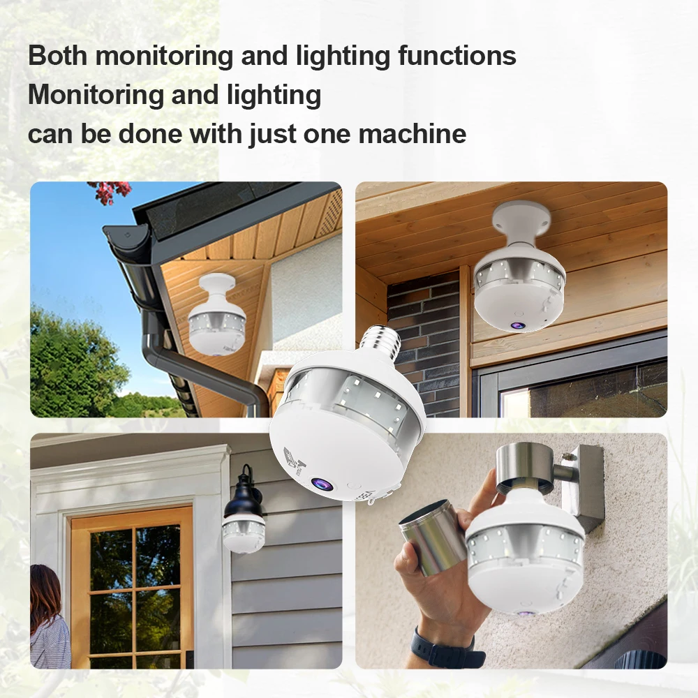 4MP WIFI E27 Bulb V380 Pro كاميرا الأمن كامل اللون للرؤية الليلية اتجاهين صوت لاسلكي تتبع السيارات عين السمكة واي فاي كاميرا