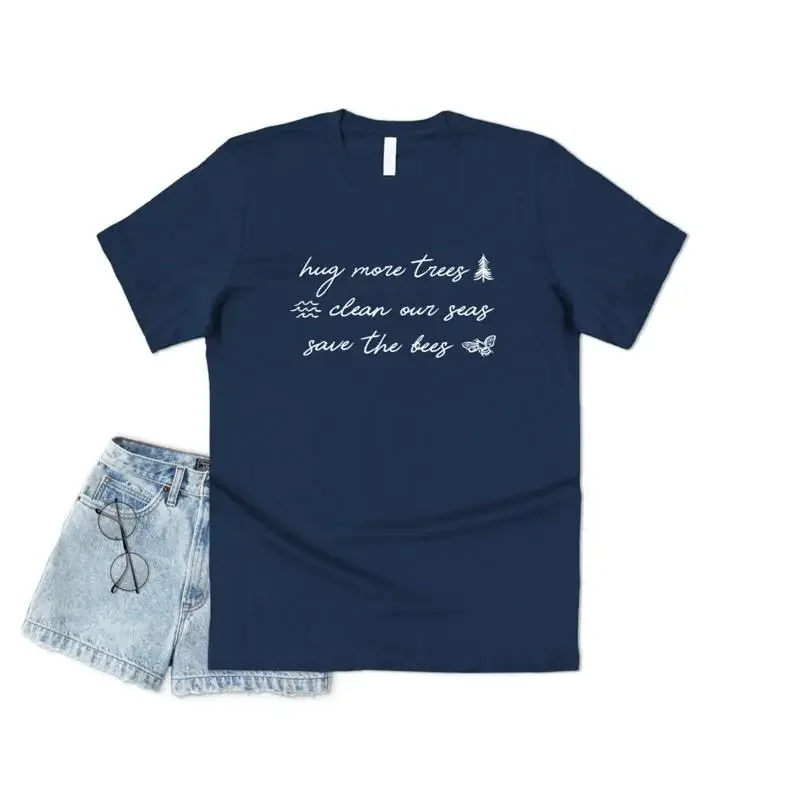 Hug More Trees Clean Our Seas Save The Bees T Shirt Cute Boho Bohemian