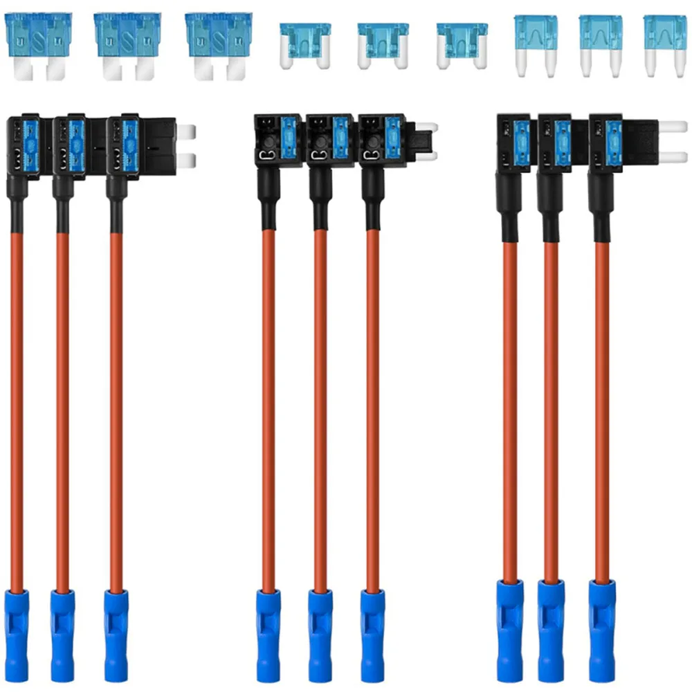 9 Pack 12V Add-a-Circuit Fuse Tap,Blade Fuse Holder 15 Amp Mini Standard Low profile mini ATO Blade Fuse