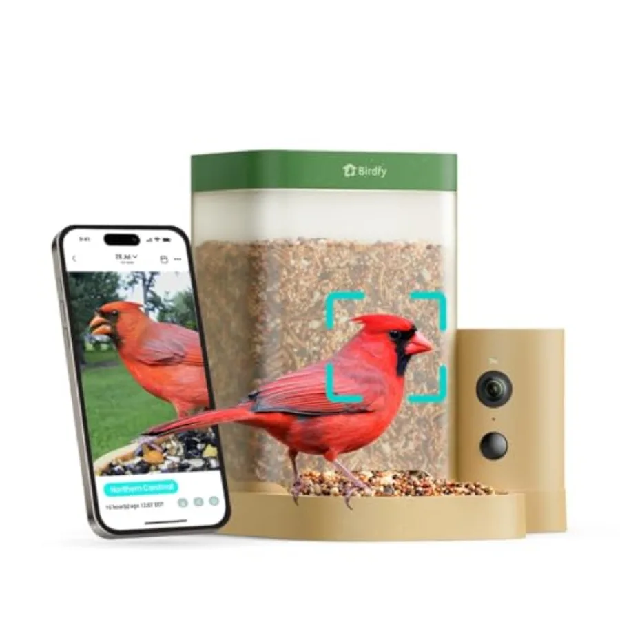 

Smart Bird Feeder with Camera for Rookie, Camera Bird Feeder Dual Night Vision, AI Recognition IP66 Waterproof for BirdLovers