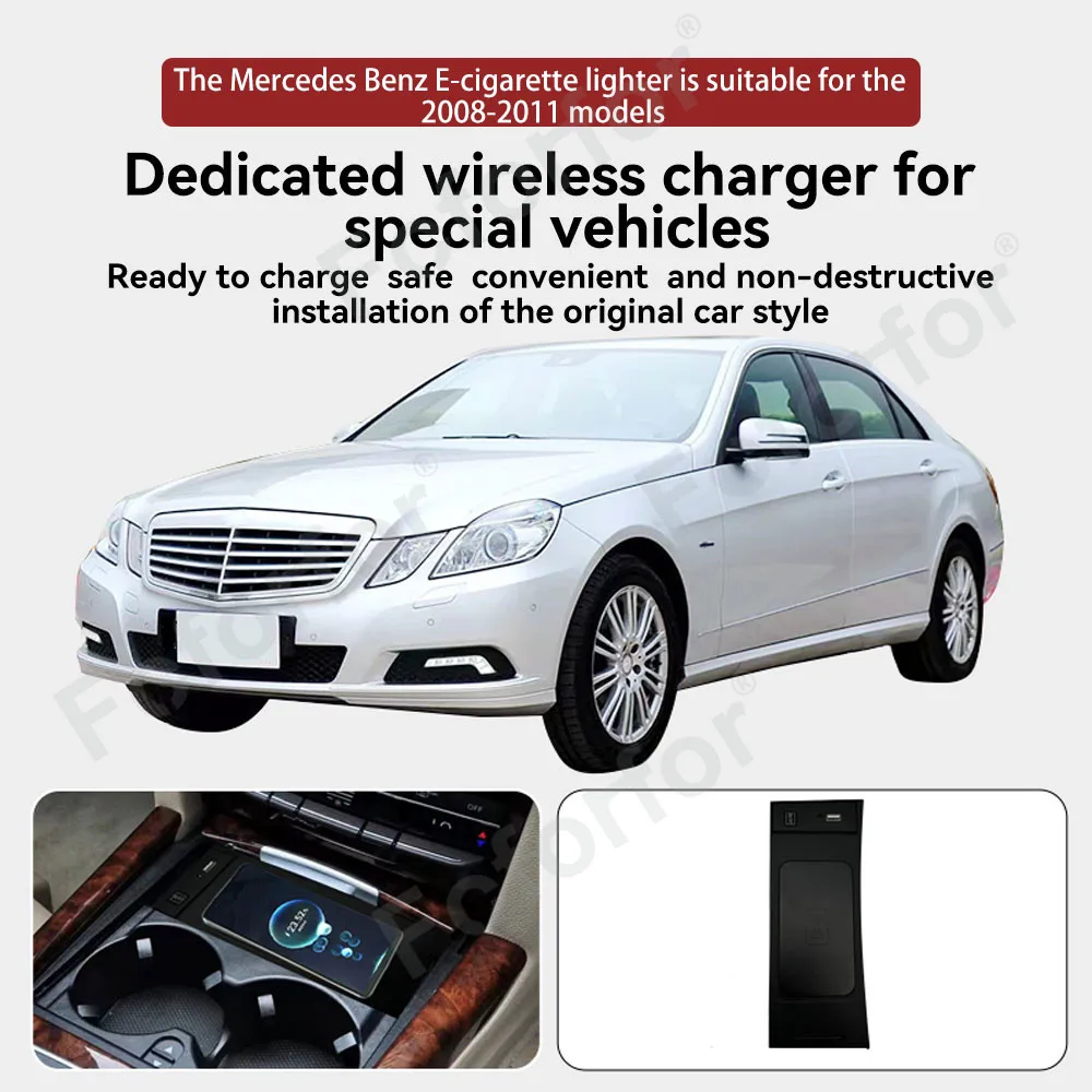 Car Accessories Auto Phone Holder Wireless Charger For Mercedes Benz E 2008-2011 models Fast Charging 15W Trim For Iphone Holder view 4