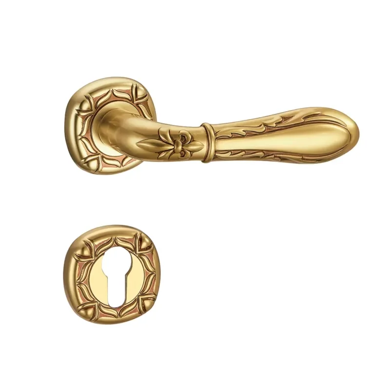 European Style Solid Brass Gold Door Handle Electrophoresis Surface Treatment Privacy Mechanical Mortise Lever Latch for