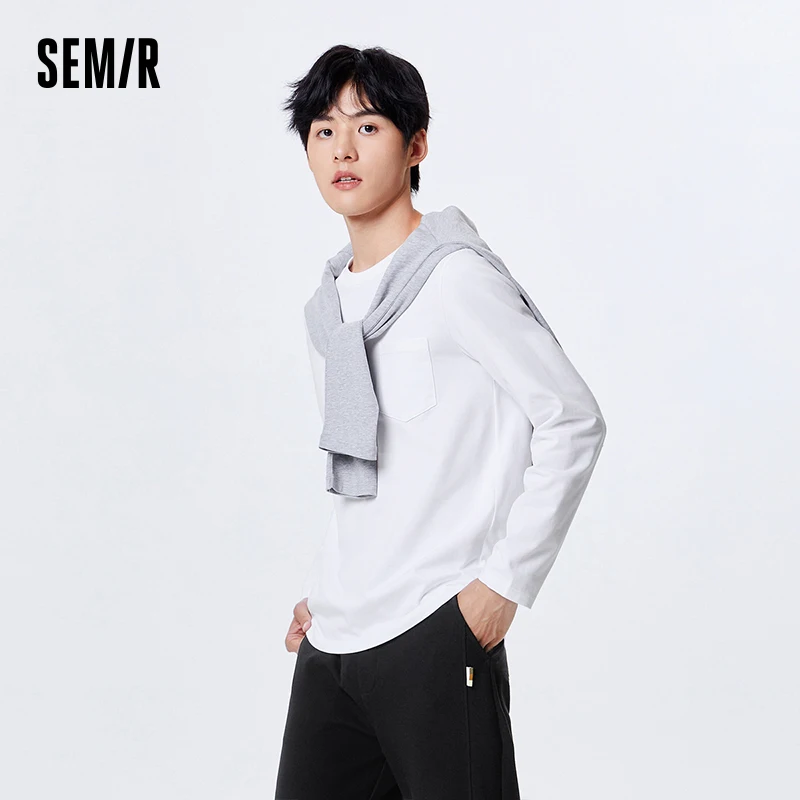 Semir Men Base Layer Underwear Cotton Soft  Comfortable Single-wear Top Fashion Intimate Pocket Slim Base Layer for Men