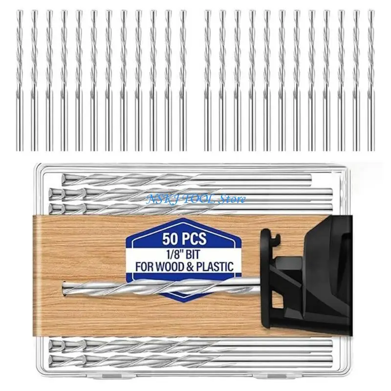 

L8RC Durability 50Pcs 1/8Inch and Plastic Drill Bits,High Speed Steel for Precise Cutting Durability and Robustness