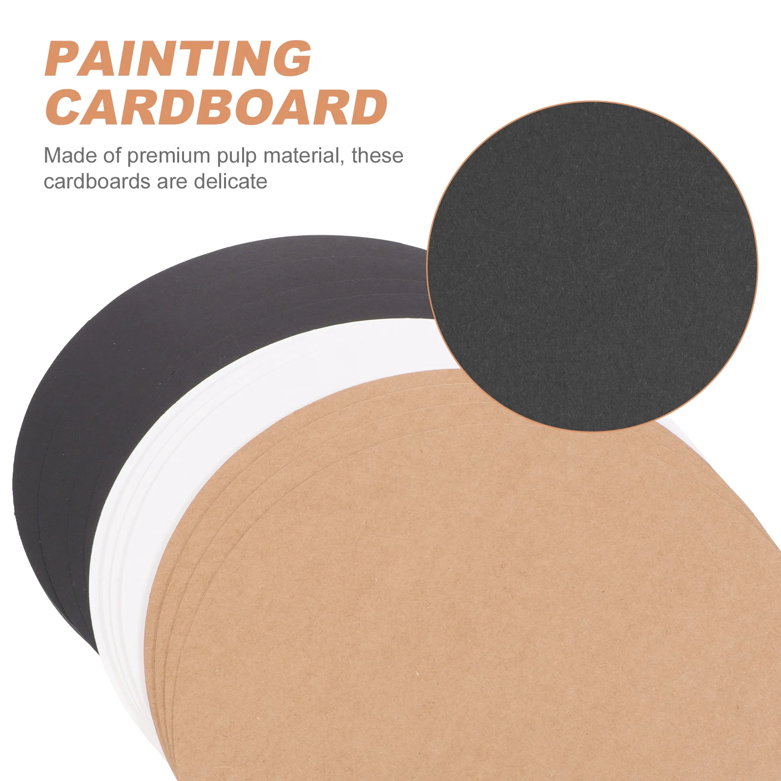 

60pcs Round Graffiti Cardboard Diy Painting Decorations Drawing Hardboards 3 Colors Black White Khaki Premium Kraft Paper Smooth