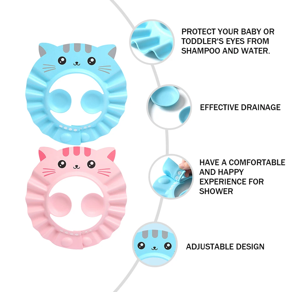 

Waterproof Bath Hat EVA Material Infant Shower Cap Adjustable Design Safe Shampoo Protect Eyes Ears Easy All
