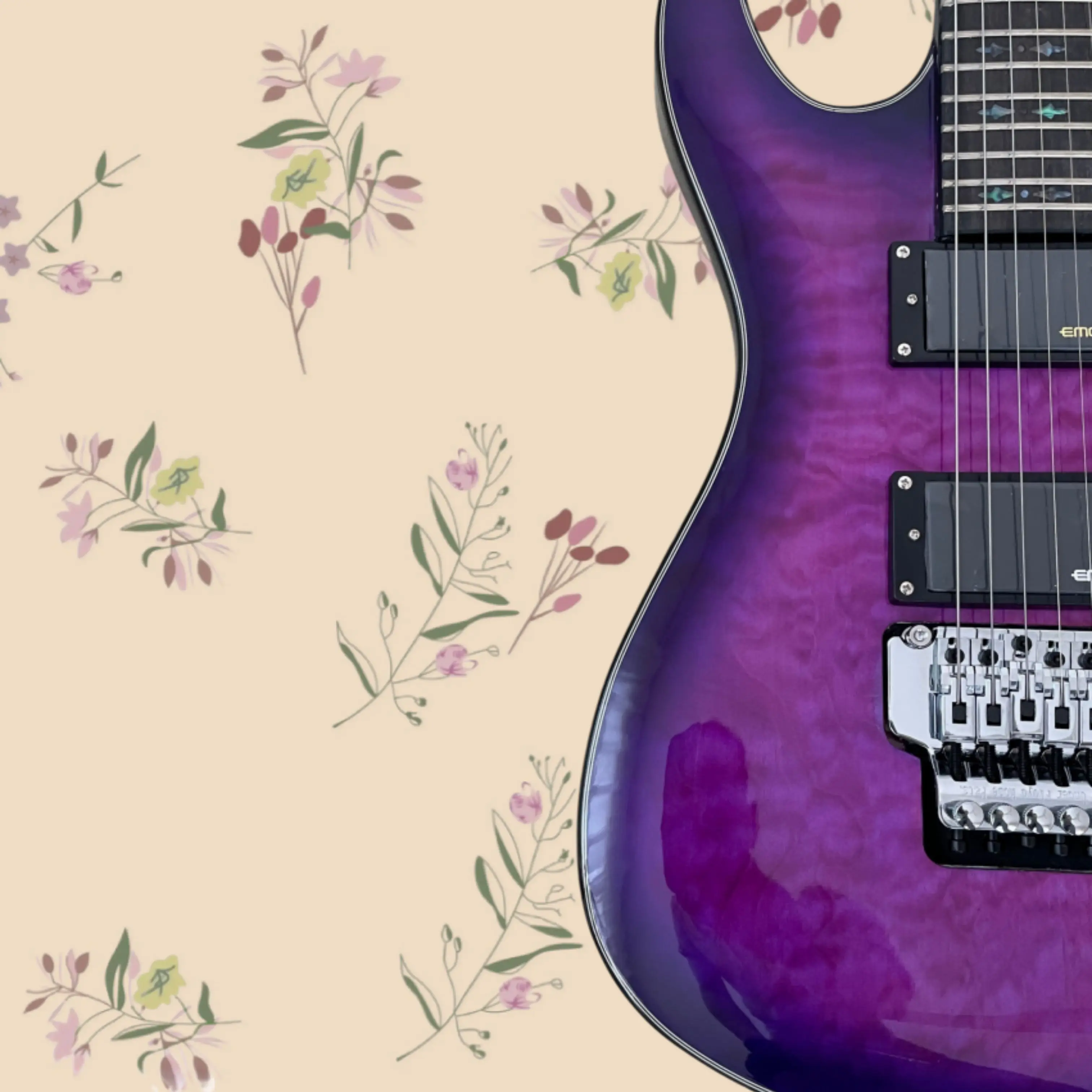 High-Gloss Purple Gradient Water Ripple ElectricGuitar,HH Pickups,Silver Hardware,Rosewood Fretboard Guitars,Metal Rock Guitarra