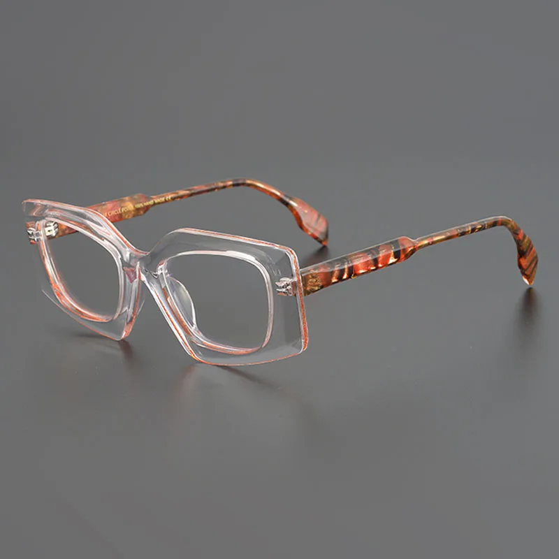 Niche handmade eyeglasses frame men and women large frame wide edge fashion transparent color acetic acid optical prescription